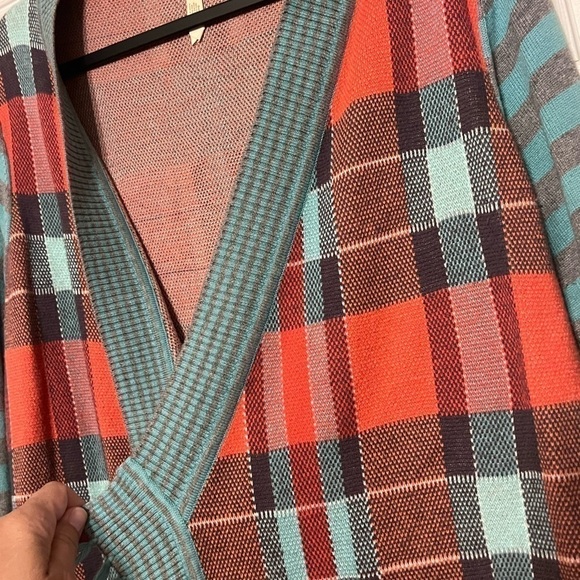 Matilda Jane plaid Cardigan Sweater w/fringe detail size medium - Picture 3 of 9